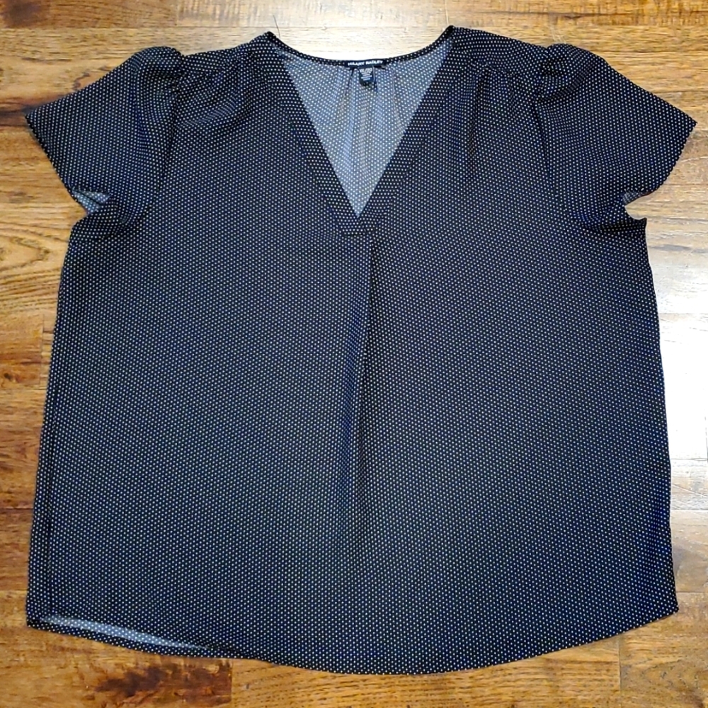 Womens Hilary Radley black polka dot flutter sleeve shirt size XXL